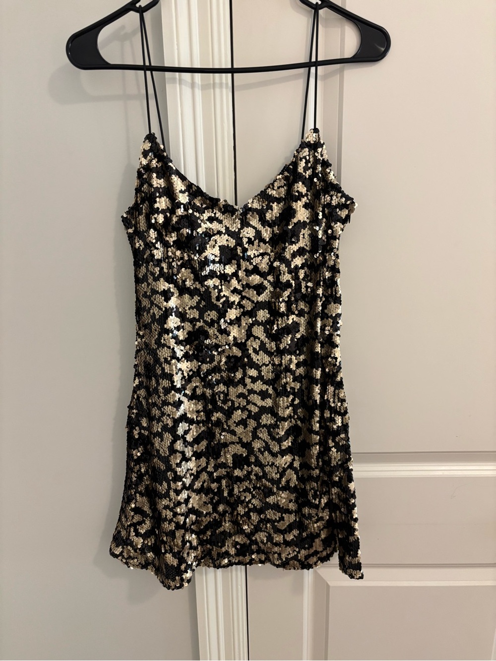 superdown Black & Gold Sequin Slip Mini Dress